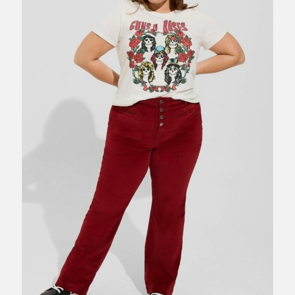Torrid High Rise Slim Boot Cordoroy Red Jean Plus 18s.